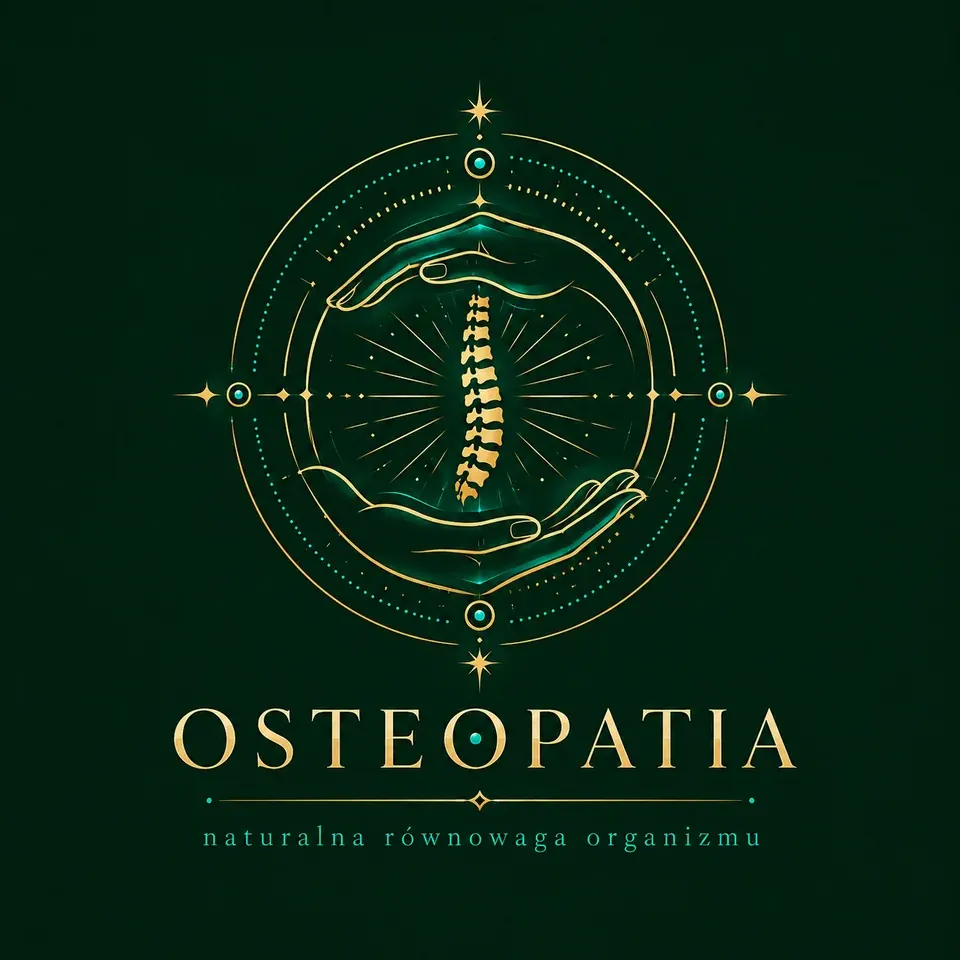 Ilustracja osteopatii — kręgosłup otoczony dłońmi